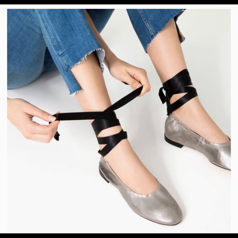 Zara Tie up Ballerinas